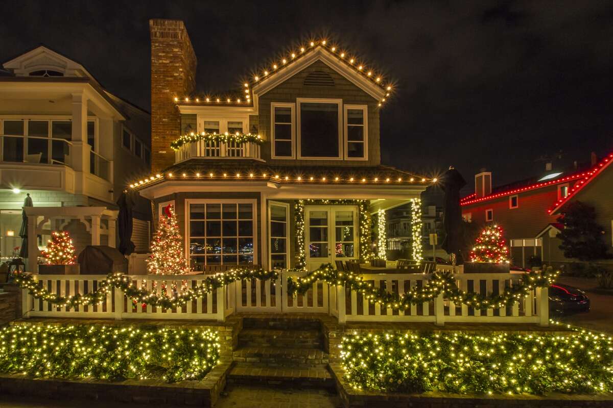 Christmas light installation on a home in Charleston, SC