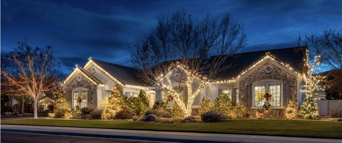 Christmas light installation crew's finished work on a home in Charleston, SC